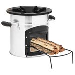 vidaXL Poêle à bois de camping Argenté 45 5x33x25 5cm Acier inoxydable