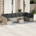 vidaXL Salon de jardin 11 Pièces avec coussins gris clair résine tressée