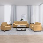 vidaXL Ensemble de canapés 3 Pièces avec coussins marron velours