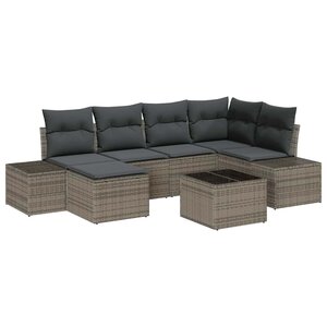 vidaXL Ensemble de canapé de jardin 7 Pièces Gris 264 x 154 x 85 cm