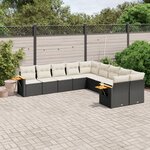 vidaXL Salon de jardin 10 Pièces avec coussins noir résine tressée