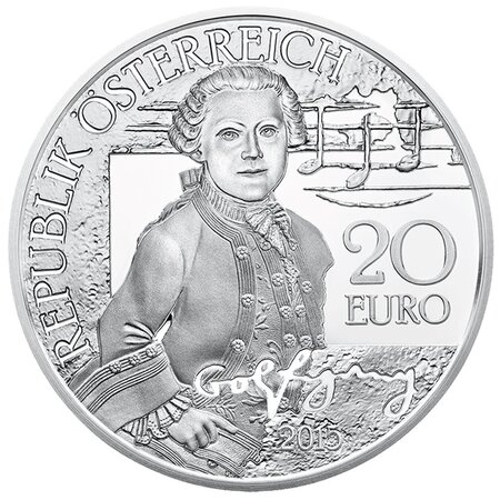 Pièce de monnaie 20 euro Autriche 2015 argent BE – Wolfgang (le prodige)