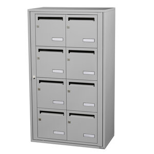 Bloc collectif Leabox 2x4 grade 3 simple face intérieur fixation murale gris clair ral 7035 finition brillante