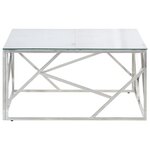 vidaXL Table basse argenté acier inoxydable et verre trempé
