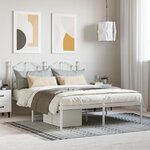 vidaXL Cadre de lit métal avec tête de lit blanc 135x190 cm