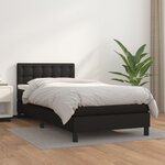 vidaXL Sommier à lattes de lit avec matelas Noir 90x190 cm Similicuir