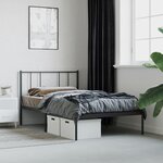 vidaXL Cadre de lit métal avec tête de lit noir 75x190 cm
