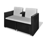 vidaXL Salon de jardin 4 Pièces avec coussins Résine tressée Noir