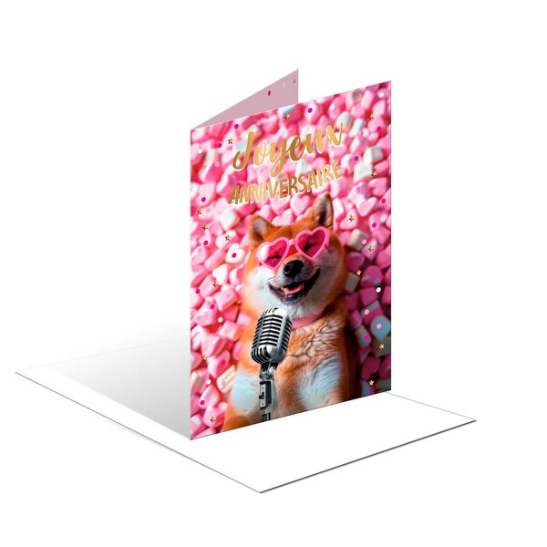 Carte Musicale " Joyeux Anniversaire " - Shiba - Draeger paris