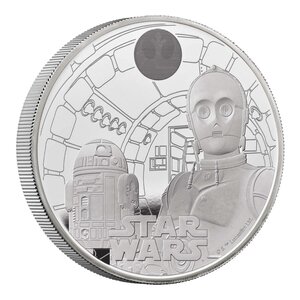 Pièce de monnaie 10 Pounds Royaume-Uni 2023 5 onces argent BE – Star Wars (R2-D2 et C3PO)