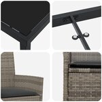 vidaXL Ensemble de Salle à Manger de Jardin de 7 Pièces avec Coussins Gris en Poly Rattan