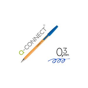 Stylo-bille Ecriture Fine 0.3mm bille indéformable Capuchon couleur bleu Q-CONNECT