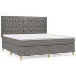 vidaXL Sommier à lattes de lit avec matelas Gris foncé 180x200cm Tissu