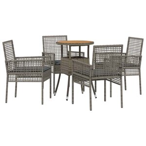 vidaXL Ensemble de salle à manger pour jardin 5 Pièces Gris Poly rotin