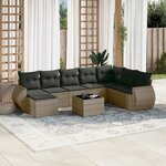 vidaXL Salon de jardin 9 Pièces avec coussins gris résine tressée
