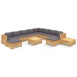 vidaXL Salon de jardin 12 Pièces avec coussins Bois de teck solide