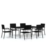 vidaXL Ensemble à manger de jardin 7 Pièces Noir
