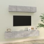 vidaXL Ensemble de meubles TV 4 Pièces Gris béton Bois d'ingénierie