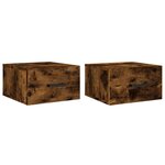 vidaXL Tables de chevet murales 2 Pièces chêne fumé 35x35x20 cm