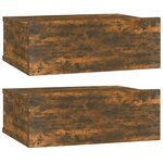 vidaXL Tables de chevet flottantes 2 Pièces Chêne fumé 40x30x15 cm