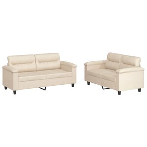 vidaXL Ensemble de canapés 2 Pièces avec coussins beige tissu microfibre