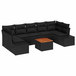 vidaXL Ensemble de canapé de jardin avec stockage 8 Pièces Noir polyrotin