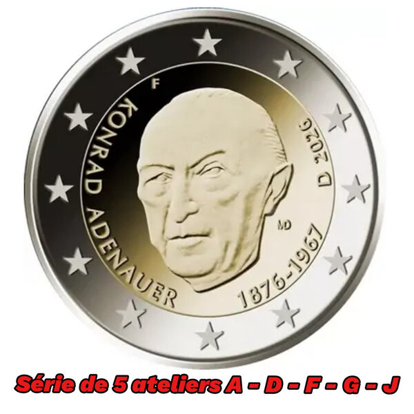 2 euros commémoratives Allemagne 2026 Konrad Adenauer - les 5 ateliers.