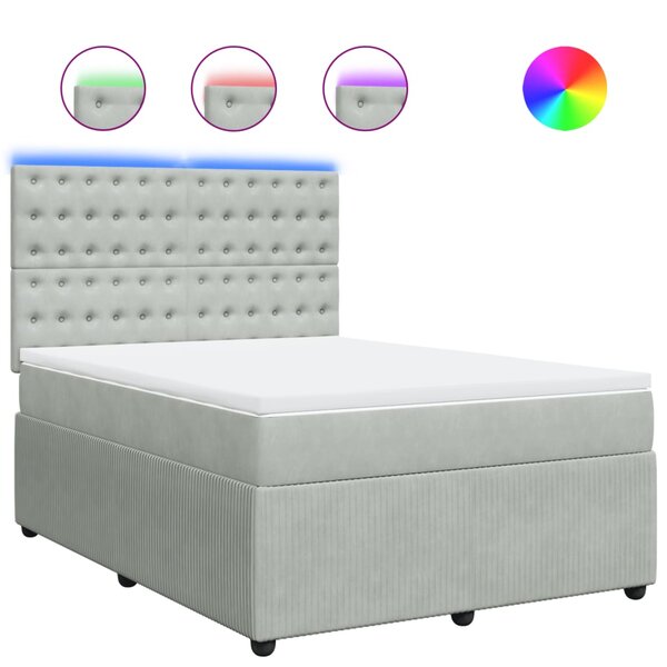 vidaXL Sommier à lattes de lit et matelas Gris clair 140x200cm Velours