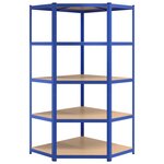 vidaXL Étagères à 5 niveaux 3 Pièces Bleu Acier et bois d'ingénierie