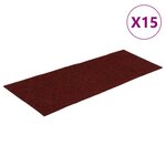 vidaXL Tapis d'escalier autocollants Rectangulaire 15Pièces 60x25cm Rouge