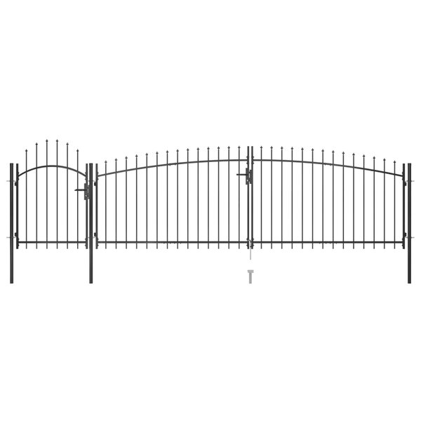 vidaXL Portail de clôture de jardin avec dessus en lance 5x1 75 m Noir