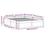 vidaXL Cadre de lit Gris Bois massif 135x190 cm Double