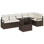 Canapé de jardin vidaXL 7 pièces avec coussins marron poly rattan