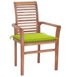 vidaXL Chaises à manger lot de 4 avec coussins vert vif teck solide