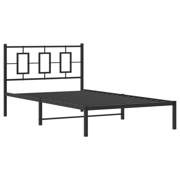 vidaXL Cadre de lit métal avec tête de lit noir 107x203 cm