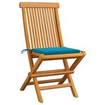 vidaXL Chaises de jardin avec coussins bleu 6 Pièces Bois de teck massif