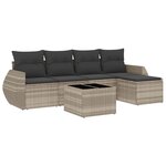 vidaXL Salon de jardin 6 Pièces avec coussins gris clair résine tressée