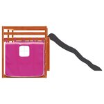 vidaXL Lit superposé avec toboggan et rideaux rose 90x190 cm