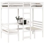 vidaXL Lit mezzanine avec bureau et chaises blanc 80x200 cm pin massif