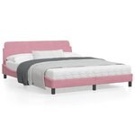 vidaXL Cadre de lit avec tête de lit Rose 160x200 cm Velours