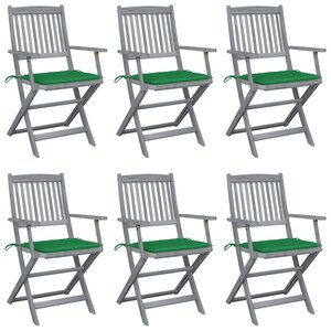 vidaXL Chaises pliables d'extérieur 6 Pièces avec coussins Bois d'acacia