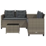 vidaXL Canapé de jardin avec table et coussins en forme de L gris