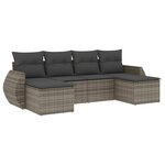 vidaXL Salon de jardin 6 Pièces avec coussins gris résine tressée