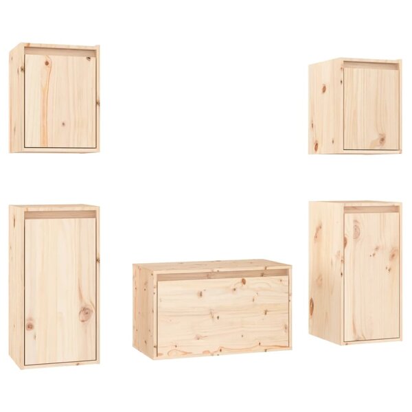 vidaXL Meubles TV 5 Pièces Bois massif de pin