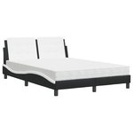 vidaXL Lit avec matelas noir et blanc 140x200 cm similicuir