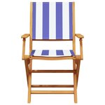 vidaXL Ensemble à manger de jardin 5 Pièces bleu blanc tissu bois massif