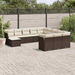 vidaXL Salon de jardin avec coussins 12 Pièces marron résine tressée