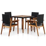 vidaXL Mobilier à dîner de jardin 5 Pièces Résine tressée Noir et marron