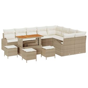 vidaXL Ensemble de canapé de jardin avec coussin 13 Pièces Beige et crème