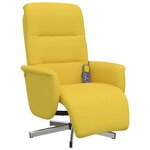vidaXL Fauteuil inclinable de massage repose-pieds jaune clair tissu